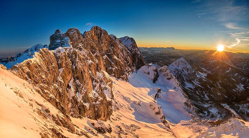 Snowy lake and mountains in Banff National Park, Canada