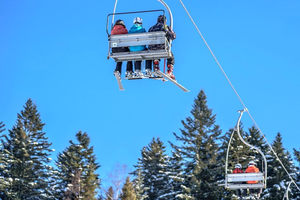 Snow-covered Matterhorn mountain with ski slopes at Zermatt